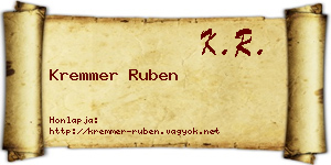 Kremmer Ruben névjegykártya